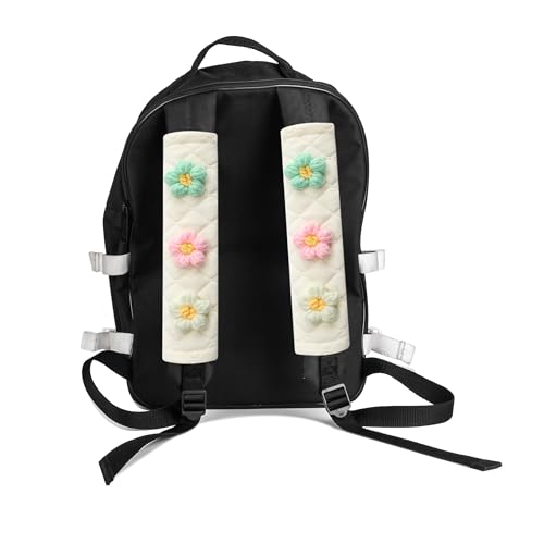 Amooca 2 Pack Seat Belt Covers Soft Shoulder Pad for Cars & Backpack - color: Green Pink White Flower