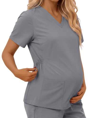 Neer Women's Maternity Scrub Top - color: Light Gray, size: Large