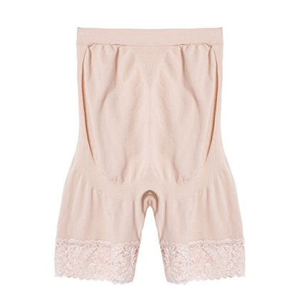 “Baby Bump” Premium Maternity Underwear, High Waisted Mid-Thigh Pregnancy Panty Prevent Chaffing - color: Beige, size: Medium