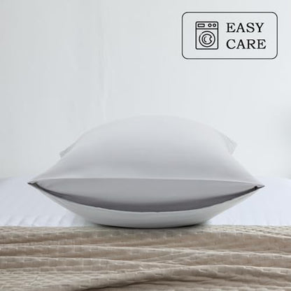 Set of 2 Brushed Microfiber Pillowcases 20x30 in Light Gray - color: Light Gray, size: Queen