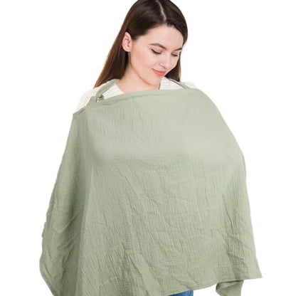 LALIFIT Muslin Nursing Covers for Baby Breastfeeding, Adjustable Privacy Nursing Apron Cover, Extra Large 100% Cotton Cover
