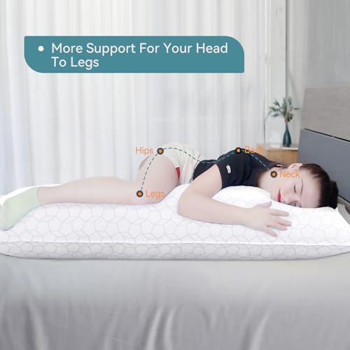 Oubonun Full Body Pillow for Side Sleeper, Soft Long Bed Pillow for Adults - color: White Water Cube