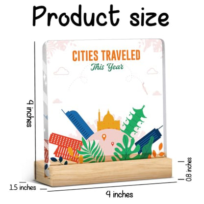 Personalized Cities Traveled This Year Tracker Sign Travel Log with Markers - color: Cities