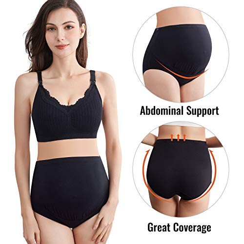 Mama Cotton Women's Over The Bump Maternity Briefs, High Waist, Cotton, Adjustable Waistband, Multi-Pack - color: Multicolor D 5 Pack, size: 4X-Large