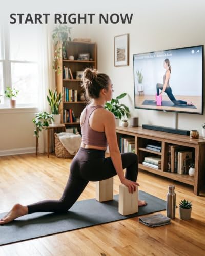 Yoga Blocks 2 Pack with Supportive Non-Slip Foam for Yoga Pilate Stretching - color: light brown