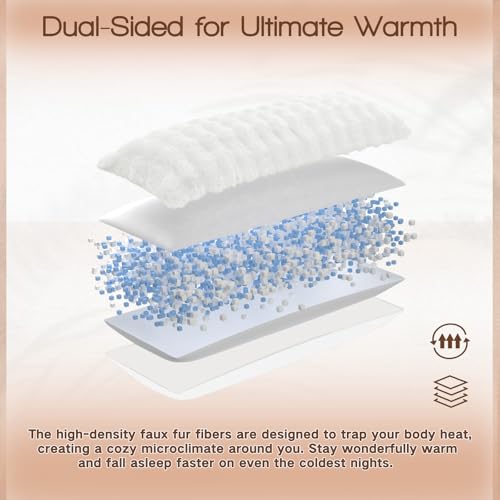 YZ HOME Faux Fur Fluffy Body Pillow for Adults, Soft Support - color: White