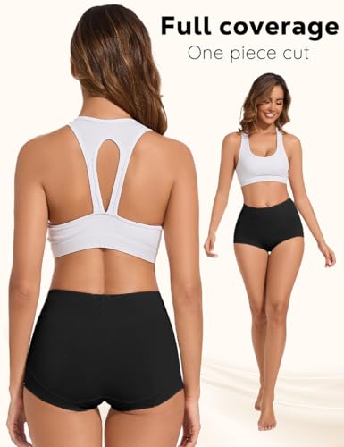 ALLBASE 5 Pack Womens Cotton High Waisted Full Coverage Underwear(Regular & Plus Size) - color: Black-5pack, size: Large