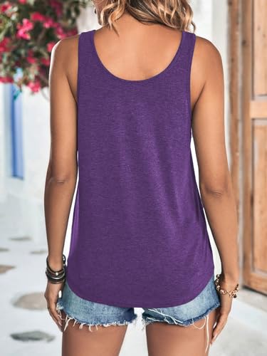 SweatyRocks Women's Scoop Neck Button Up Tank Top Casual - color: Purple, size: Medium