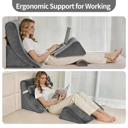 Wedge Pillow Set for After Surgery,Dark Grey,4PCS-22 - color: Dark Grey, size: 4PCS-22''
