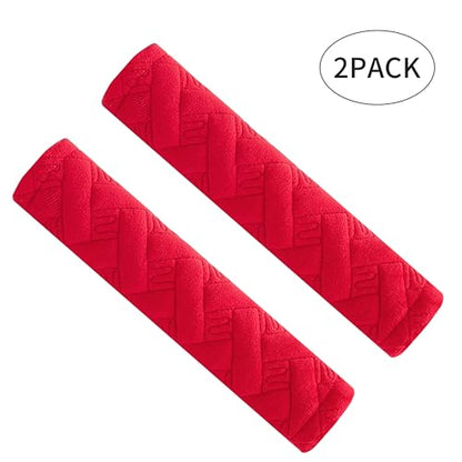 Amooca 2-Pack Braid Pattern Seat Belt Covers Shoulder Pads for Car & Bag - color: Red