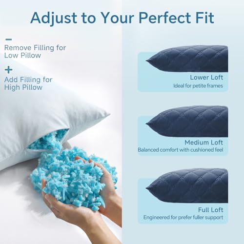 BEDELITE Cooling Body Pillow, Memory Foam Filled, Navy Blue, 20x54 Inches - color: Navy Blue