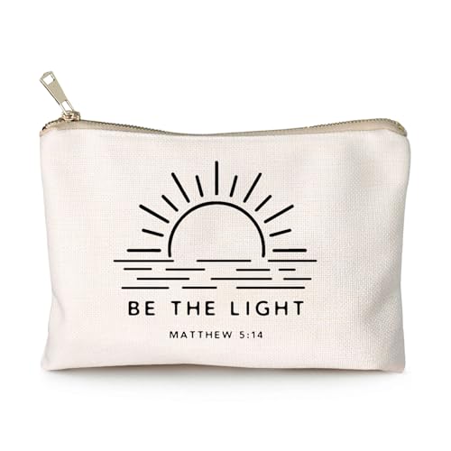 Christian Gifts for Women, Be The Light Matthew 5:14 Makeup Bag, Bible Verse Cosmetic Pouch, Travel Toiletry Organizer for Purse, Religious Gift for Church Retreat, Bible Study, Friends - color: Be the Light