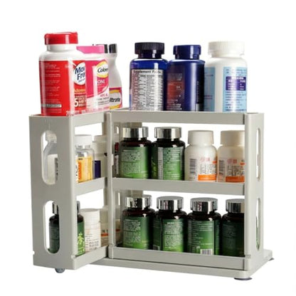 Medicine Organizer 2 Three-Decker Shelves Cabinet, Storage Rack Organizer - color: Dust Gray