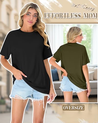 3 Pack Women's Oversized Nursing Tops - color: Khaki, Army Green, Black, size: XX-Large