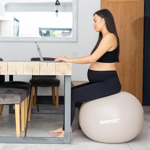BABYGO Birthing Ball, Pregnancy & Labor, Award Winning Book - color: Oatmeal, size: 65cm - Manual