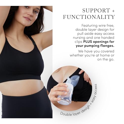 Ingrid & Isabel Basics Nursing & Pumping Bra - color: Black, size: X-Large