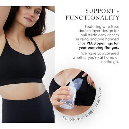 Ingrid & Isabel Basics Nursing & Pumping Bra - color: Black, size: X-Large