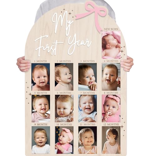 Bosctanuc Large My First Year Pink Bow Picture Frame for 33 x 22 Inch - style: Pink Bow