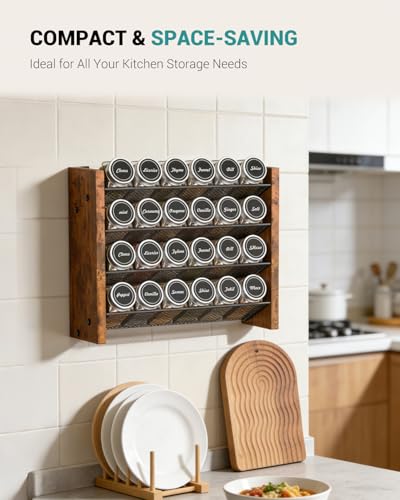 Spice Rack Organizer with 24 Glass Jars, for Cabinet Wall Mount Countertop - size: With 24 Jars, 12.2"W × 9.4"H