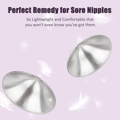 Boboduck Silver Nursing Cups - Silver Nipple Covers Breastfeeding for Protect and Soothe Sore Nipples, Silver Nipple Shields for Nursing Newborn, Nursing Pads Breastfeeding Newborn Essentials