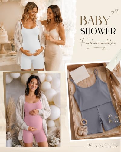 3 Pack Women's Maternity Jumpsuit Shorts - color: Gray, Pink, White, size: XX-Large