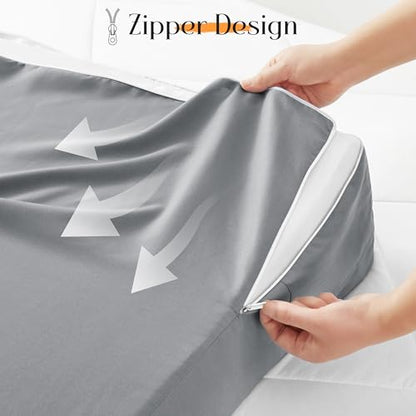 Horbaunal Silver Grey Bed Wedge Pillow Cover, 26" L x 25" W x 10" H - color: Silver Grey, size: 25 x 25 x 10