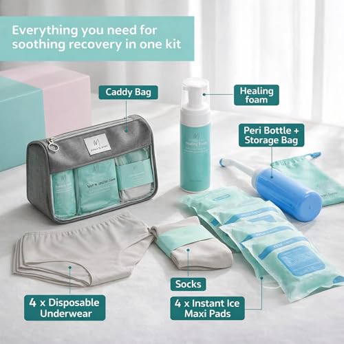 Mama & Wish Postpartum Essentials Kit | Peri Bottle, Witch Hazel & More - size: 12 Pieces (Postpartum Kit)