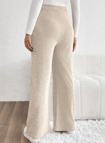 BLENCOT Maternity Pants Casual Stretchy Wide Leg Pregnancy Trousers - color: Apricot, size: Large
