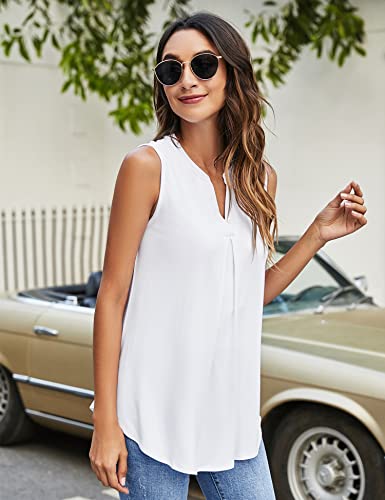 Newchoice Womens Tank Tops Sleeveless Summer Blouses - color: White, size: Large