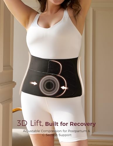 Momcozy Ergowrap Petite Belly Binder, 3D Lifting & Ergonest Back Support - color: 9" / Black, size: X-Large