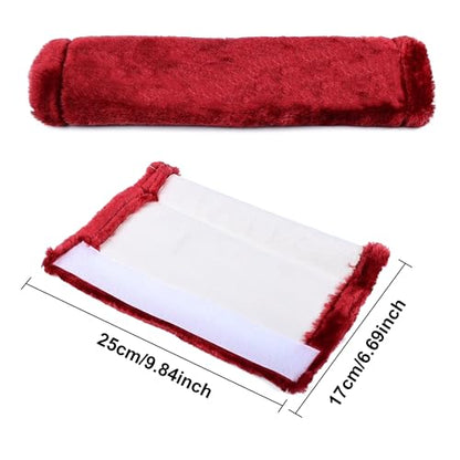 MOONET Universal Soft Faux Sheepskin Seatbelt Covers, 2 Pack (Claret) - color: Claret