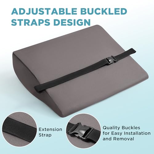 Dual-Layer Memory Foam Lumbar Support Pillow for Recliner, Grey - color: Dark Grey