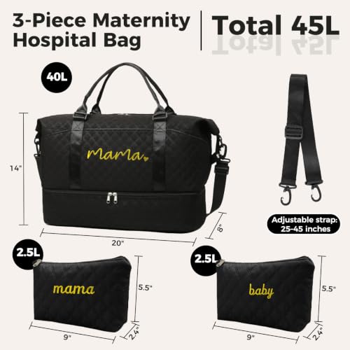 Large Maternity Hospital Bag, Black - color: Black