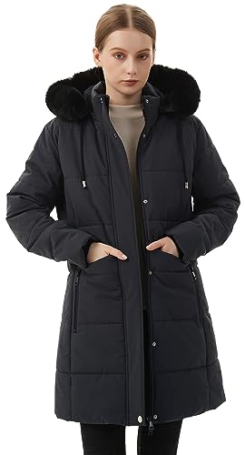 MOERDENG Women's Warm Winter Puffer Coat Waterproof Long Down Jacket - color: Darkgrey, size: X-Large