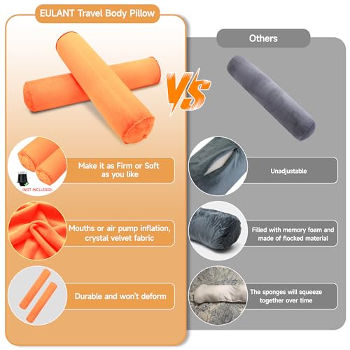 EULANT Inflatable Travel Body Pillow,Inflatable Long Body Pillow for Bed - color: Orange