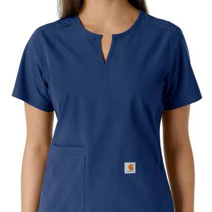 Carhartt Scrubs C12413 Women's Force® Essentials Modern Fit Notch Neck - color: Navy, size: Small