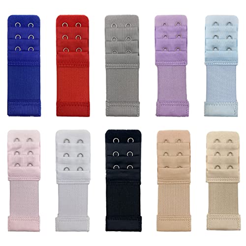 Bra Extenders 2 Hook / 3 Hook / 4 Hook / 5 Hook / 6 Hook, Soft & Stretchy for Back Bra Extension Strap B-E-B-E1 - color: 2 Hook - 10 Color