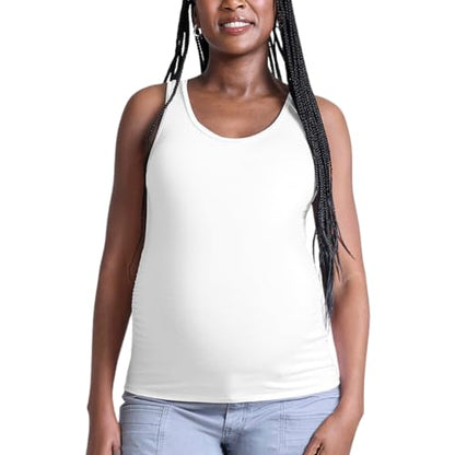 Motherhood Maternity Women's Side Ruched Scoop Neck Pregnancy Tank Top - color: Bright White, size: X-Small