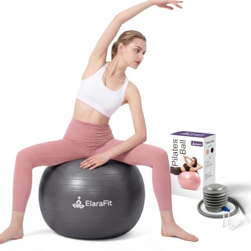 Anti Burst Large Exercise Ball for Yoga Non Slip Pilates Ball with Pump 550 lbs Capacity for Pregnancy, Fitness Size L 23 to 26 inches, About 58 to 65cm - color: black