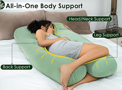 QUEEN ROSE U Shaped Pregnancy Pillow Green and Road Trip Travel Pillow