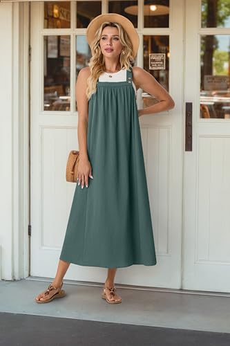 Lepunuo Overall Dress for Women Summer Adjustable Casual Cover Up - color: A - Jasper, size: X-Large