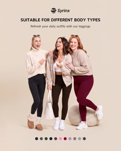 Syrinx 3-Pack High-Waisted Leggings with Pockets for Women, Tummy Control - color: 3 Pack Black, Green, Coffee, size: Small-Medium