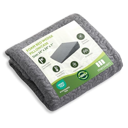 Wedge Pillow Cover for 24x24x7 Bed Wedge Pillow, Hypoallergenic, Replacement Pillowcase Cover with Zipper & Pockets, Gray - color: Gray