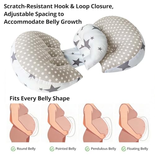Adjustable Cotton Pregnancy Wedge Body Pillow, Maternity Pillow for Moms - color: Grey