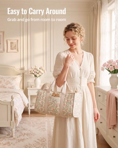 Blissful Diary Floral Diaper Caddy Organizer, Storage Basket, Tulip Garden - color: Tulip Garden