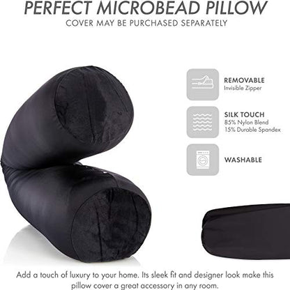 Microbead Body Pillow Full Size, Side Sleeping & Pregnancy, 48x8 in, Black - color: Black, size: Pillow & Cover