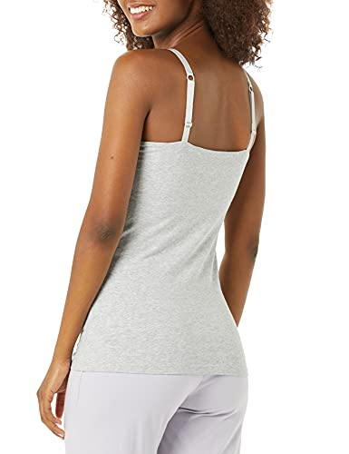 Amazon Essentials Women's Maternity Nursing Camisole with Adjustable Straps and Built-in Shelf Bra, Pack of 2 - color: 2-pack Light Heather Grey/White, size: Medium