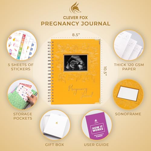 Clever Fox Pregnancy Journal, Expecting First Time Mom Planner Amber Yellow - color: Amber Yellow, size: 9" x 10.5" SonoFrame Edition
