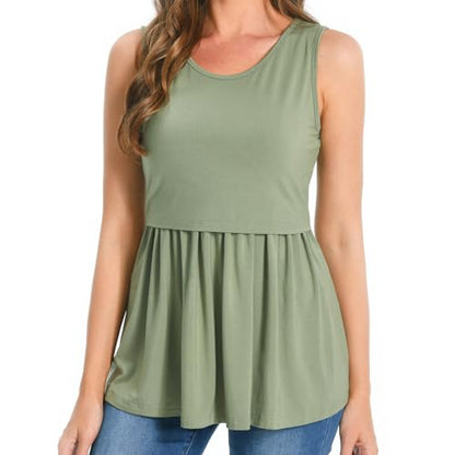 Bearsland Maternity Nursing Tank Tops - color: Khaki&gray Green&green White Flower, size: Small