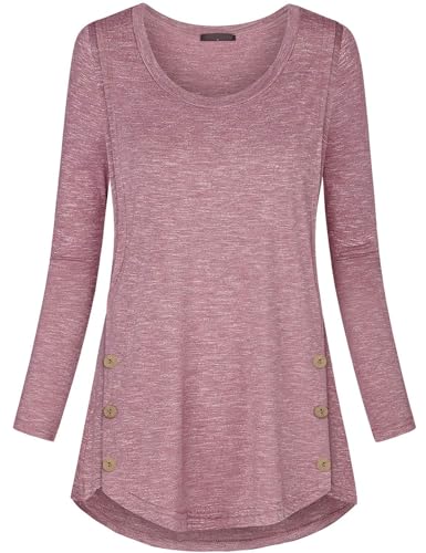 connche Women's Button Side Maternity Tunic Nursing Tops for Breastfeeding - color: Rose Red, size: Small
